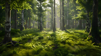Fototapeta premium Temperate forest realistic