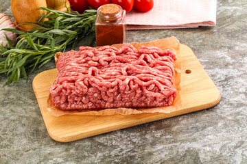Raw uncooked red minced meat