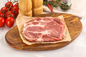 Raw pork neck steak sirloin