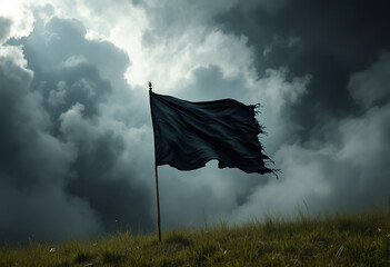 surreal black flag, dark abstract concept