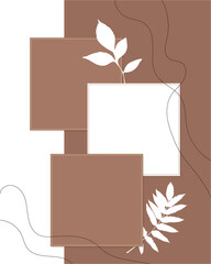 Photobook social stories layout, banner and advertising design, template brochure in colot trend mocha mousse.