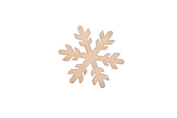 World Snow Day. Flake Appreciation Day. Illustration of a wooden snowflake with texture. Decorative snowflake isolated on white background. Snowflake, winter element for the design of holiday cards.