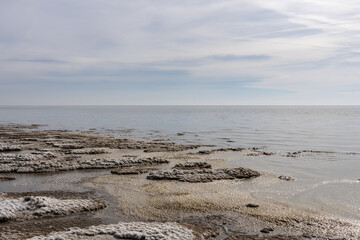 Fototapeta premium Bombay Beach,Imperial County, California, Salton Sea. lake beds, salt