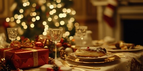 Fototapeta premium Festive Holiday Table Setting