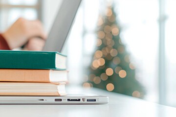 Modern Learning Students Using Laptops in a Festive Library Setting