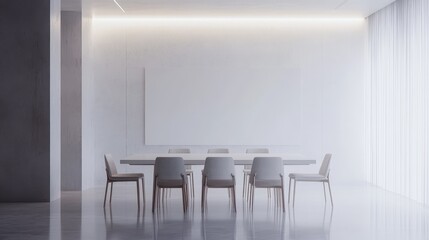 Fototapeta premium Minimalist and Elegant Dining Room with Sleek Furniture and Lighting