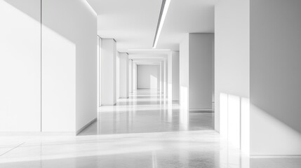 Fototapeta premium Serene White Hallway: Minimalist Architectural Design