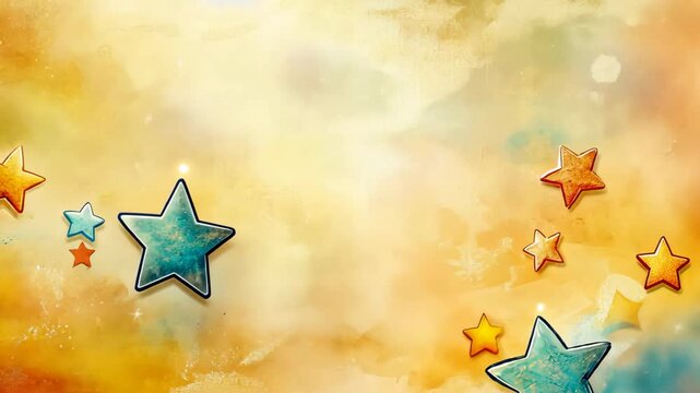 cute doodle cartoon grungy texture star floating on paper background