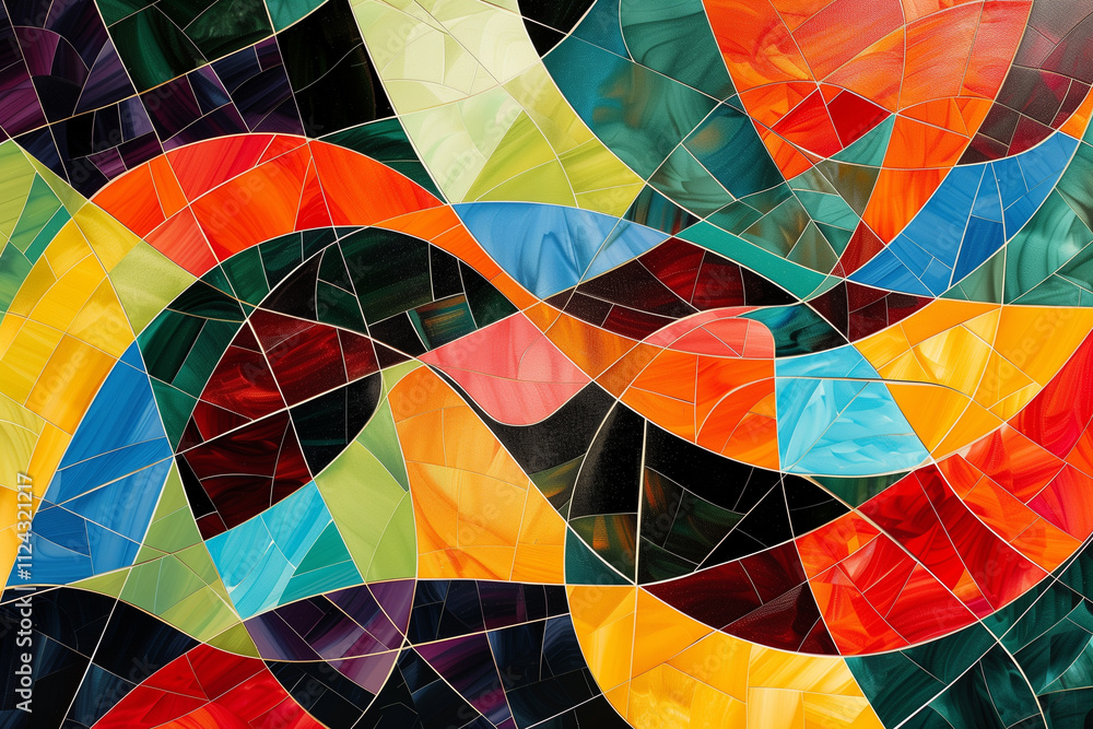 Poster modern tile with abstract shapes and dynamic colors.