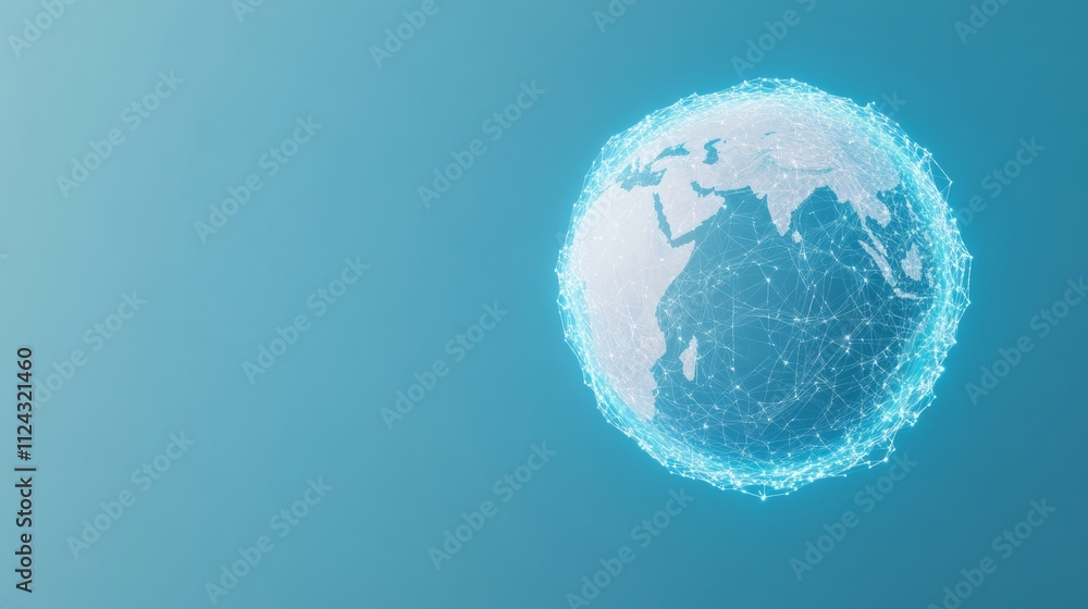 Poster futuristic satellite orbiting earth with a starry abstract background