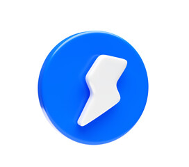 Lightning Icon on Blue bubble symbol element 3d illustration