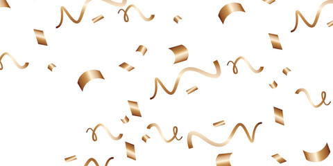 Obraz premium Luxury vector Golden confetti isolated on white background. Scatter gradient with gold confetti on dark backdrop. Glamour falling glitter. New year wallpaper .brochure template. Cover texture design. 