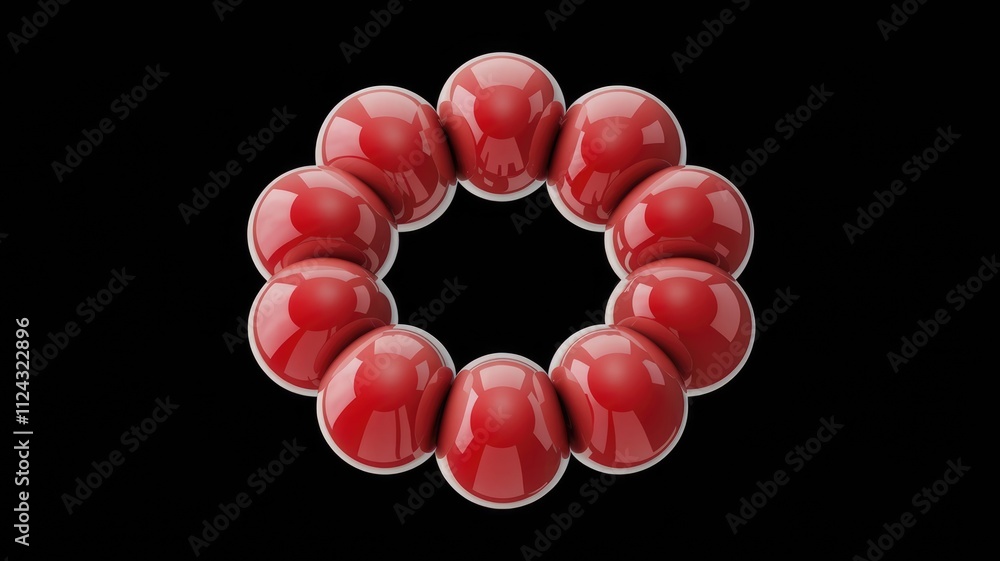 Aufkleber a circular arrangement of twelve glossy, red spheres on a transparent background.