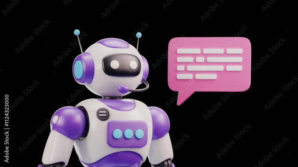 Aufkleber a friendly robot offers customer support via chatbot, providing instant assistance and communication