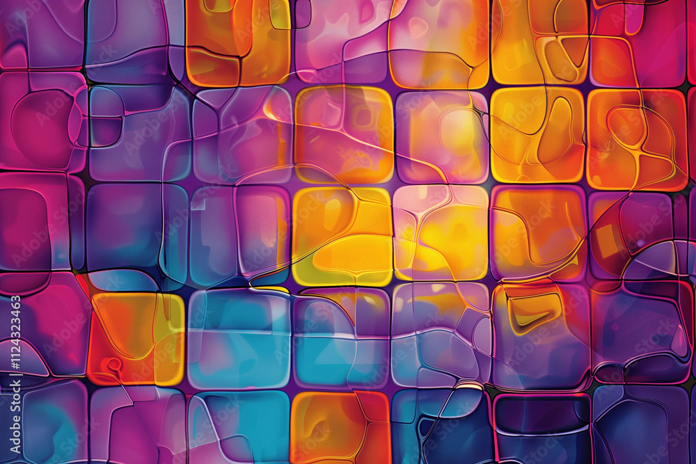 Poster modern tile with abstract shapes and dynamic colors.