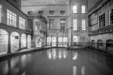 Historical roman bathes in Bath city, England