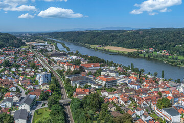 Ausblick auf Vilshofen an Donau und Vils im Landkreis Passau