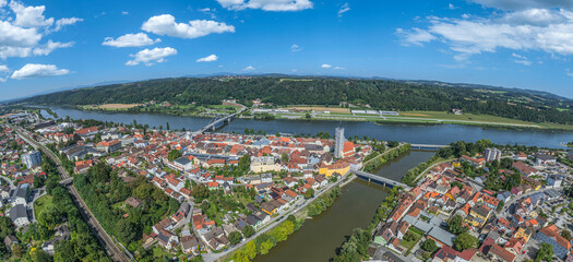Ausblick auf Vilshofen an Donau und Vils im Landkreis Passau