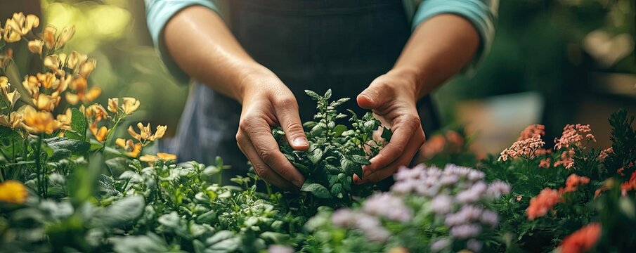 A teacher explaining the parts of a plant, using real plants as examples