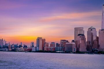 Naklejka premium New York City Manhattan downtown skyline, New York, NY, USA