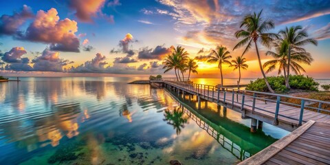 Nature's beauty serene sunset reflections over calm waters in a tropical landscape