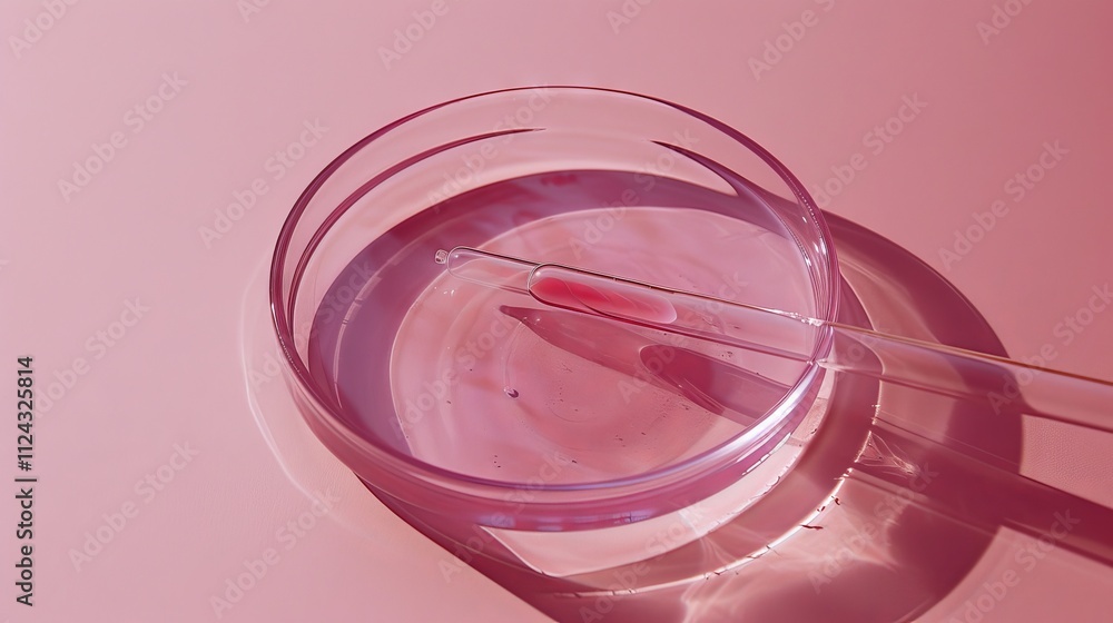 Aufkleber scientist using pipette to transfer liquid into petri dish in modern laboratory setting for biologic