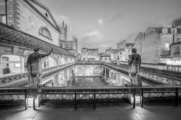 Historical roman bathes in Bath city, England