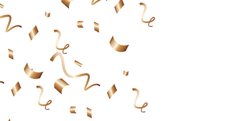 Fototapeta premium Luxury vector Golden confetti isolated on white background. Scatter gradient with gold confetti on dark backdrop. Glamour falling glitter. New year wallpaper .brochure template. Cover texture design. 