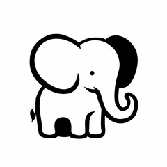 A simple elephant silhouette with a curved trunk and large ears, designed with soft, natural contours for a gentle, majestic feel.