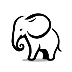 A simple elephant silhouette with a curved trunk and large ears, designed with soft, natural contours for a gentle, majestic feel.