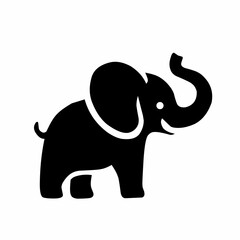 A simple elephant silhouette with a curved trunk and large ears, designed with soft, natural contours for a gentle, majestic feel.