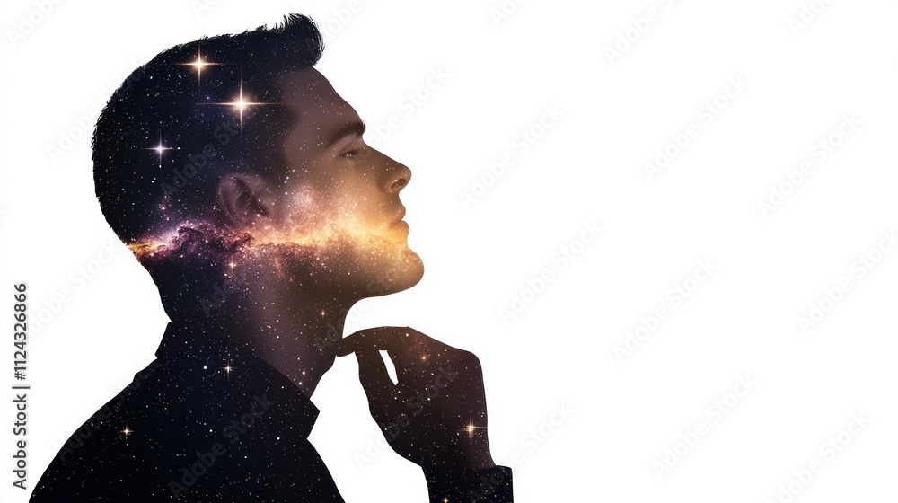 Aufkleber the silhouette of cosmic contemplationa profile of imagination and inspiration in the universe
