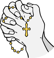 Cross and praying hands