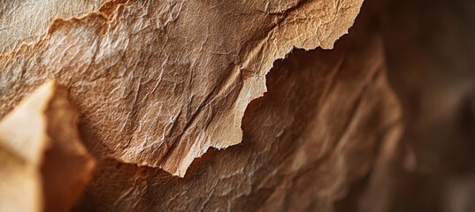 Macro View of Torn Paper Corner Highlighting Fibers and Natural Textures for Textured Backgrounds