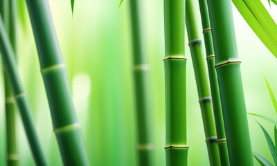 Fototapeta premium Serene green bamboo stems with sunlit background