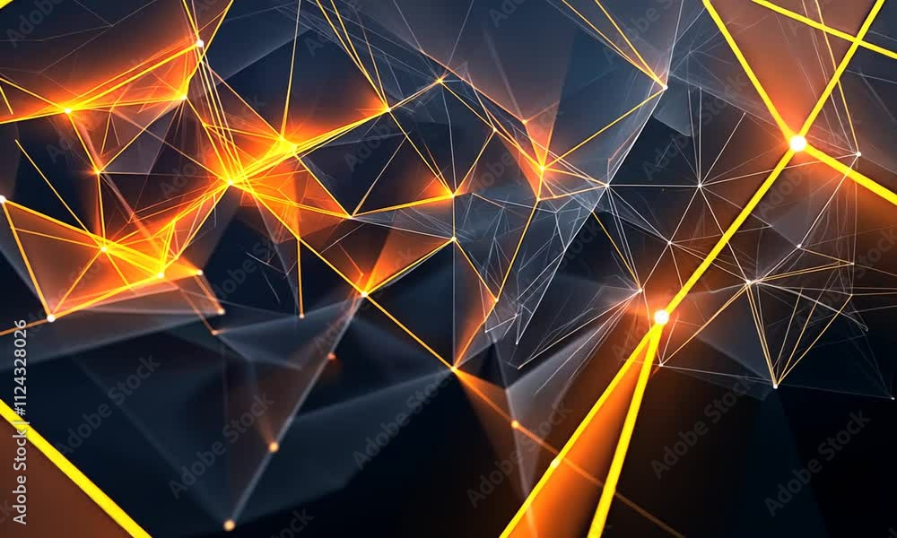 Aufkleber abstract geometric network with glowing lines and nodes.