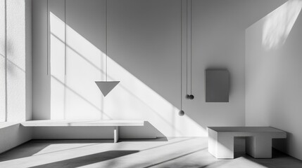 Fototapeta premium Minimal Monochrome Architectural Composition with Natural Light