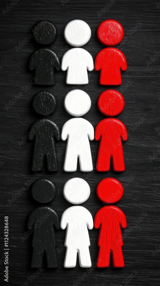 Poster diverse figures representing unity and diversity in society abstract art minimalist style