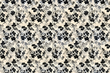 Black and gray chinoiserie pattern