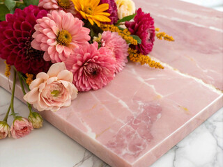 Elegant flower arrangement on a marble pedestal