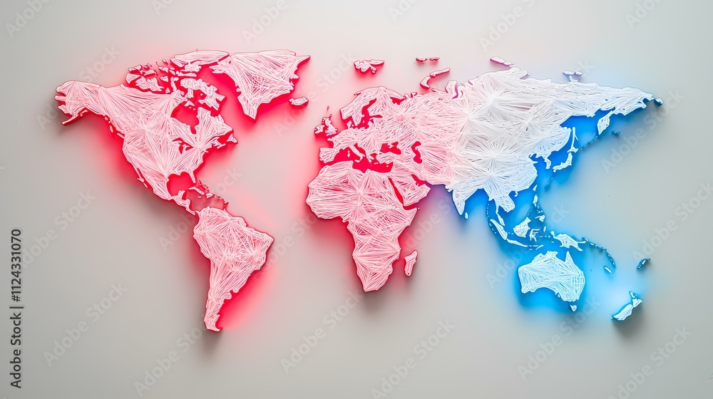Aufkleber the image contains a stylized world map. the map is constructed from a network of lines, with the am