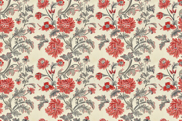 Red and gray chinoiserie pattern