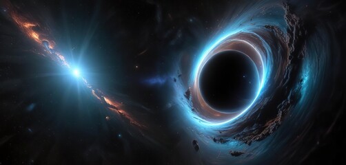 The mysterious blue glow of a black hole illuminating the dark corners of space , radiation, high-energy particles