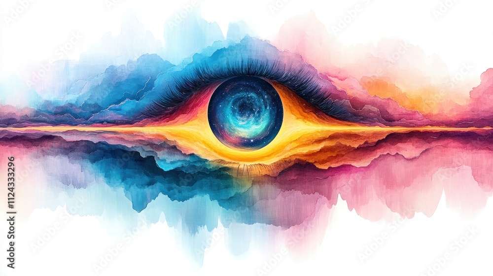 Aufkleber cosmic vision surreal digital artwork with an artistic eye and abstract concepts
