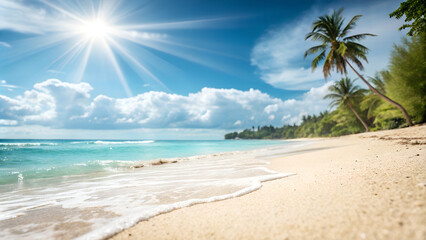 Obraz premium beach with palm trees and sea