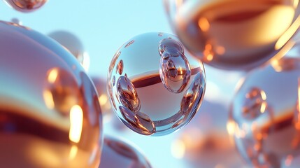 Abstract 3D render of chrome spheres.