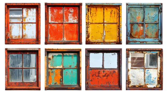 Colorful Rusted Vintage Windows Grunge Textures Backgrounds