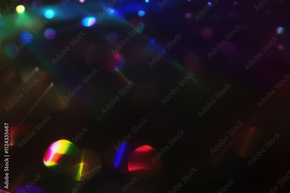 Poster vibrant abstract bokeh with colorful light patterns on dark background. festive designs, digital art