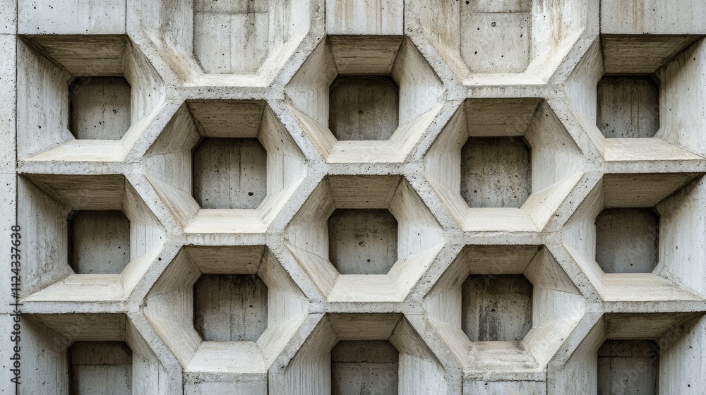 Aufkleber geometric concrete wall featuring hexagonal patterns and textures ideal for modern architectural des