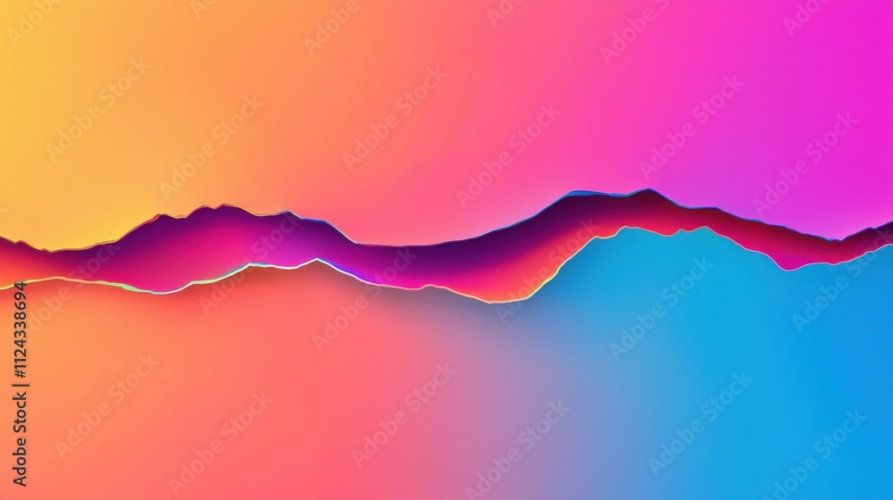 Poster dynamic abstract tear on vibrant gradient background for social media design